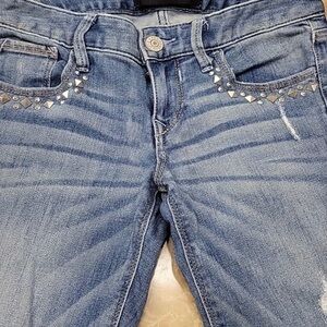 Express Jeans 👖 with Studded Embellishments Low Rise Distressed size 6R